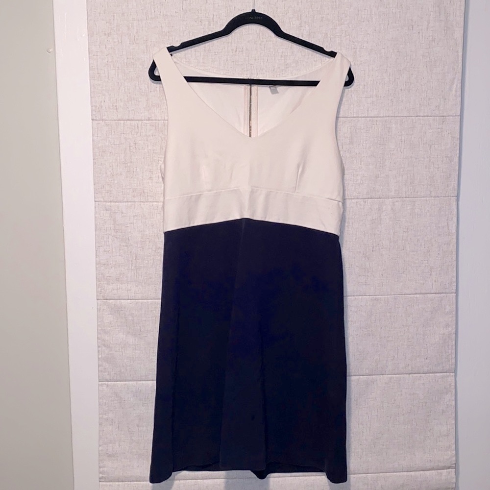 Cream and Navy Color Block J. Crew Dress